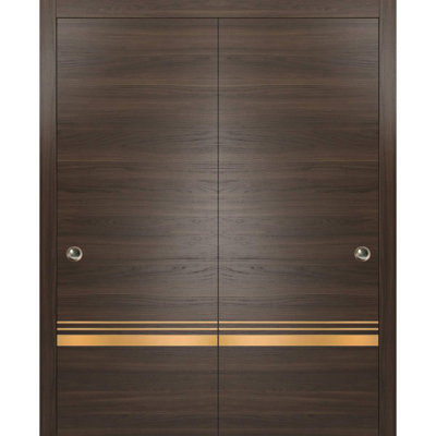 Panelled Wood Finish Sliding Closet Doors