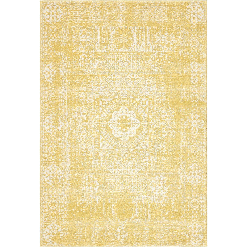 Tapis jaune Kasha, Rectangle 5 pi x 8 pi