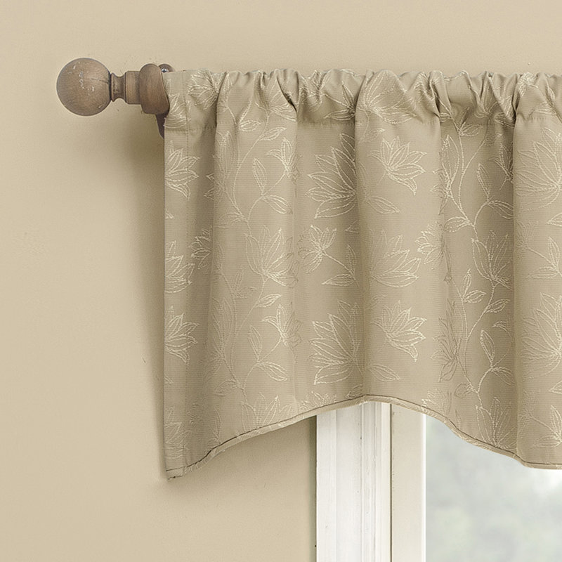 Bronte Floral Jacquard 100% Blackout Rod Pocket Curtain Valance, Beige