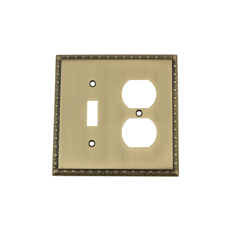 Egg and Dart 2-Gang Duplex Outlet / Toggle Light Switch Combination Wall Plate