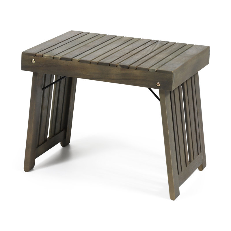 Foldable Side Table In Grey Wood With Slat Flavor, 21.14W X 13.94D 15.98H Table, Elegance,