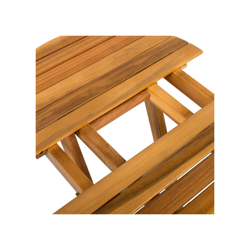 AUCUNE INSTALLATION REQUISE, PLATEAU EXTÉRIEUR EN BOIS ACACIA PLIABLE ET RÉGLABLE (FINITION Teck)
