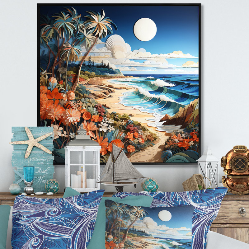 " Coastal Escape II ", 16" H x 16" W, Silver Picture Framed