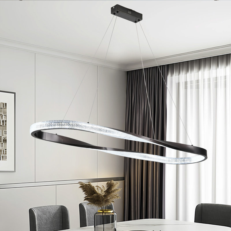 Modern Led Pendant Lights Dimmable Chandelier, 47.24" W x 13.77" D, Black