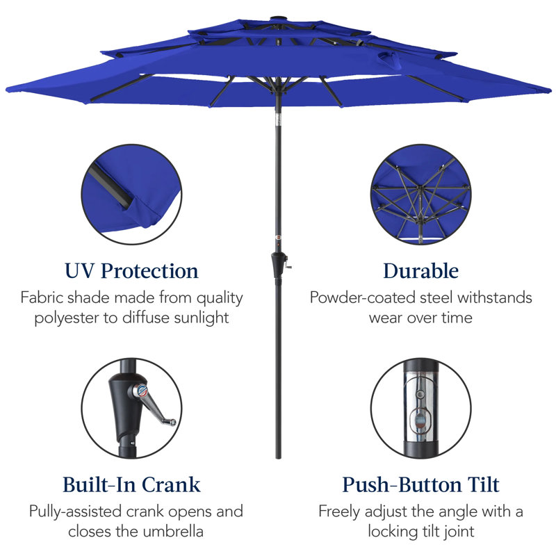 Parasol de patio à 3 niveaux, Resort Blue