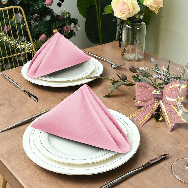 Serviettes en polyester et coton, Rose