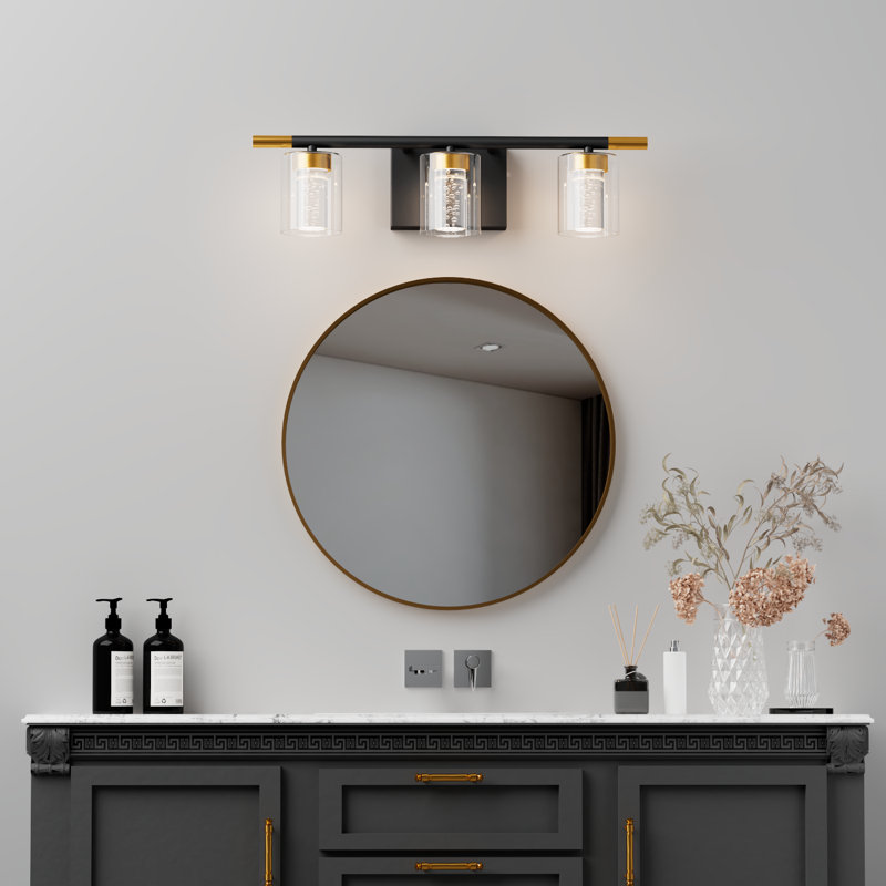 20''Dimmable 3-Light Dimmable LED Vanity Light, Matte Black/Gold