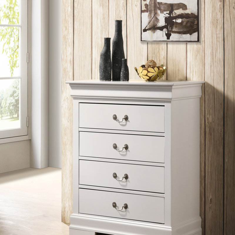 Commode 4 tiroirs Louis Phillipe G3100-BC, Blanc