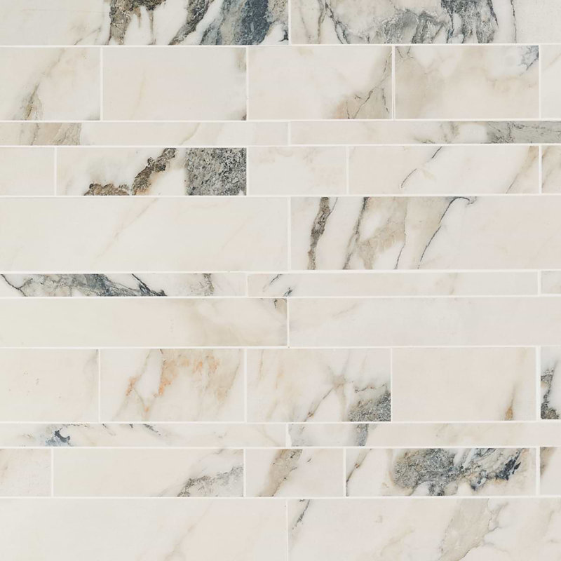 Dreamstone Railroad Porcelain Mosaic, Calacatta Rustico Matte