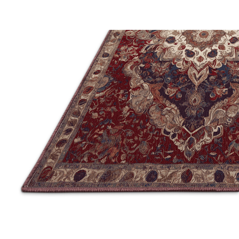 Tapis rouge lavable à la machine, Carré 7 pi
