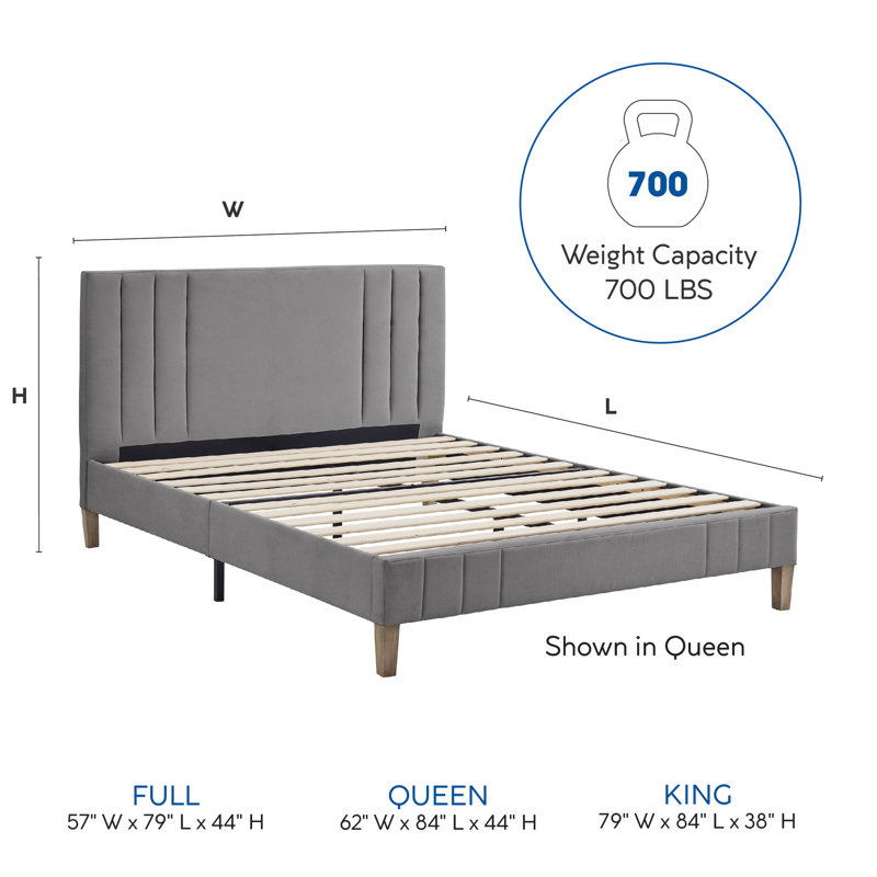 Moniz Upholstered Platform Bed, Full, Peyton Slate