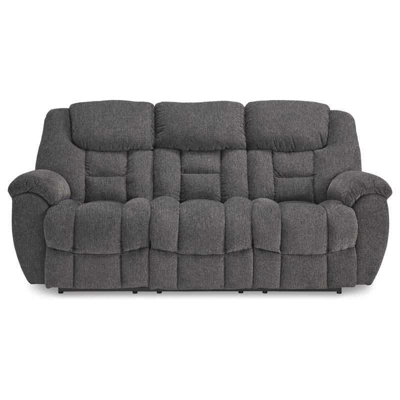 Dane Manual Reclining Sofa, Grey Polyester, Pillow Top Arms, 87 Inch