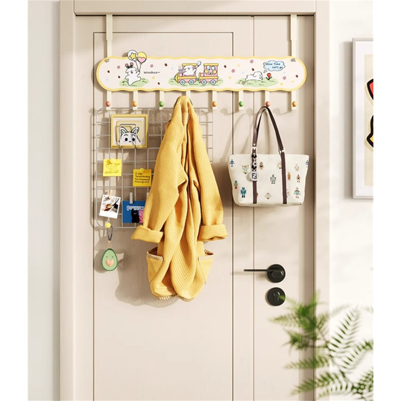 Iron Seamless Over-The-Door Hook Rack, 11" H x 23.62" W x 1.77" D