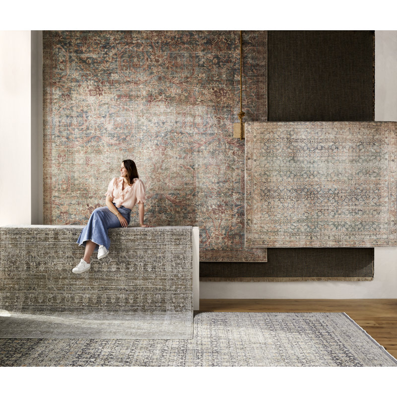 Marlene Burgundy and Olive Vintage Rectangular Area Rug
