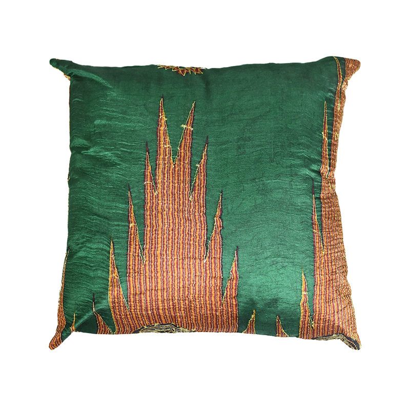 Housse de coussin décorative abstraite en soie verte, faite à la main, 40 x 40 cm, pour intérieur, lot de 1