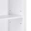 Armoire de rangement blanche avec deux portes, tiroirs, tablette réglable et trois tablettes ouvertes - fabrication en panneau de fibres à densité moyenne durable