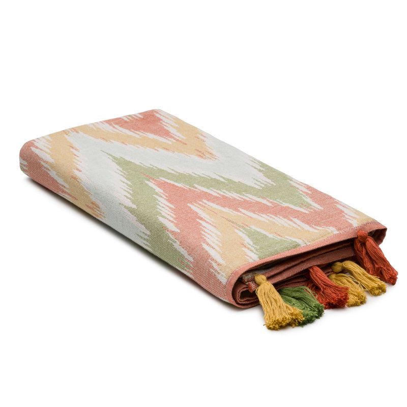 Jeté en coton à chevrons, Clay Olive