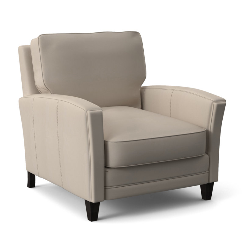 Zion Armchair, Aline Light Gray Stonewash Genuine Leather, Plantation