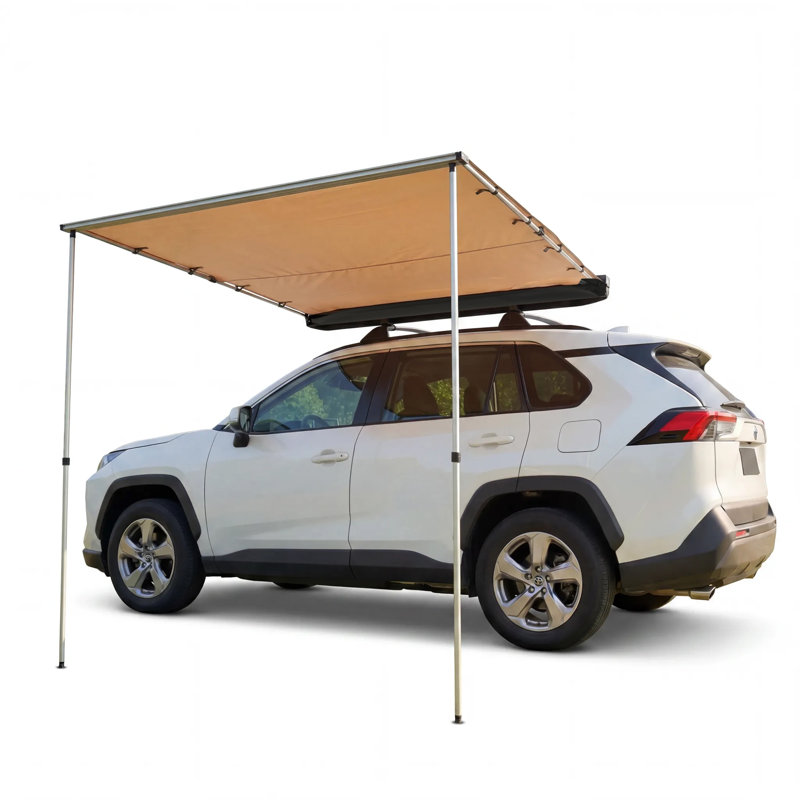 Auvent de camion VUS 6,7 x 8,3 pieds imperméable, auvent 600D Ripstop avec poteaux réglables, beige