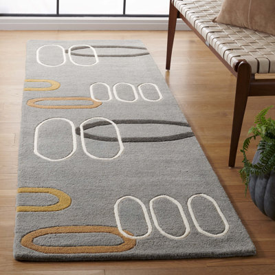 Tapis géométrique en laine et en viscose touffeté à la main Carolea Soho