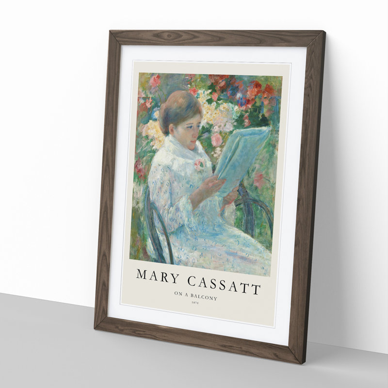 On a Balcony by Mary Cassatt - Picture Frame Painting, 65cm H x 48cm W x 2cm D, Walnut
