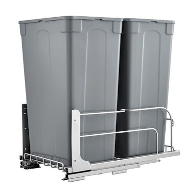 Poubelle de cuisine double coulissante avec fermeture en douceur 50QTx2