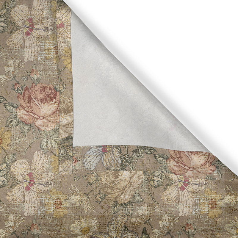 Dakota Fields Floral Grommet Curtain Garden Theme Hibiscus Sketch 50" x 108" Tan Pale Yellow Rose, 50" W x 120" L