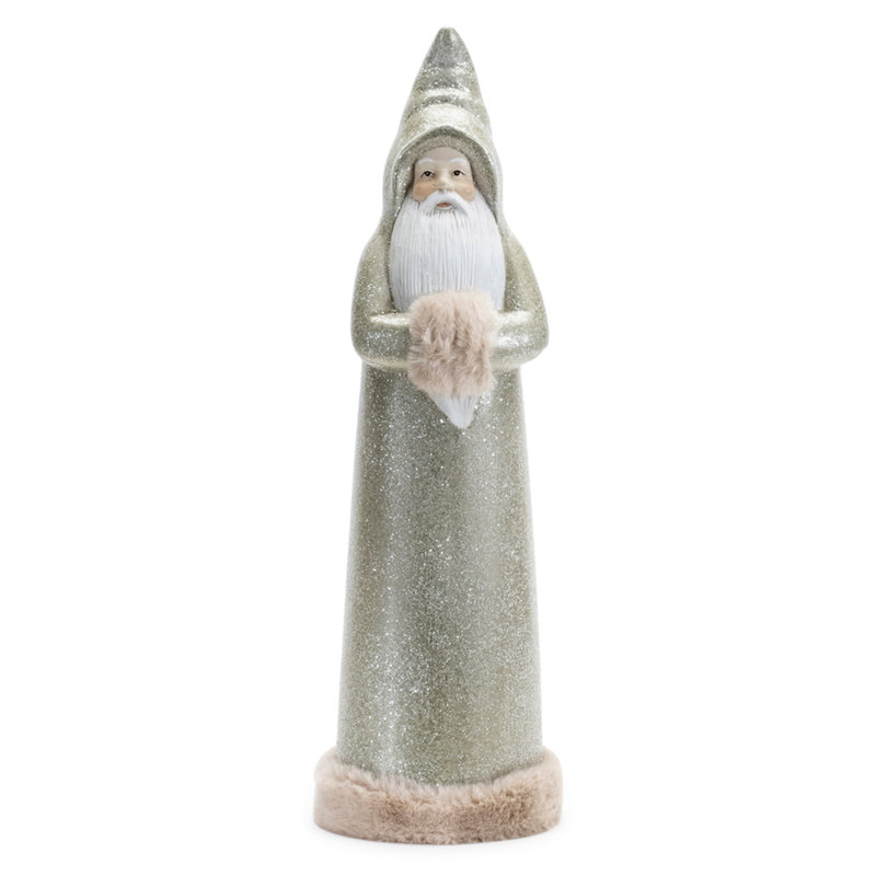 Statue de père Noël sauge scintillante (ensemble de 2)