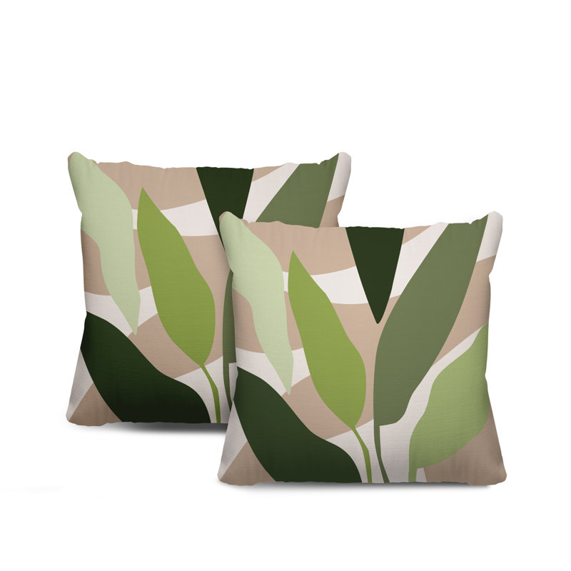 Polyester/Polyester Blend Throw Square Indoor/Outdoor, 17W" x 17H", Chartreuse/Beige