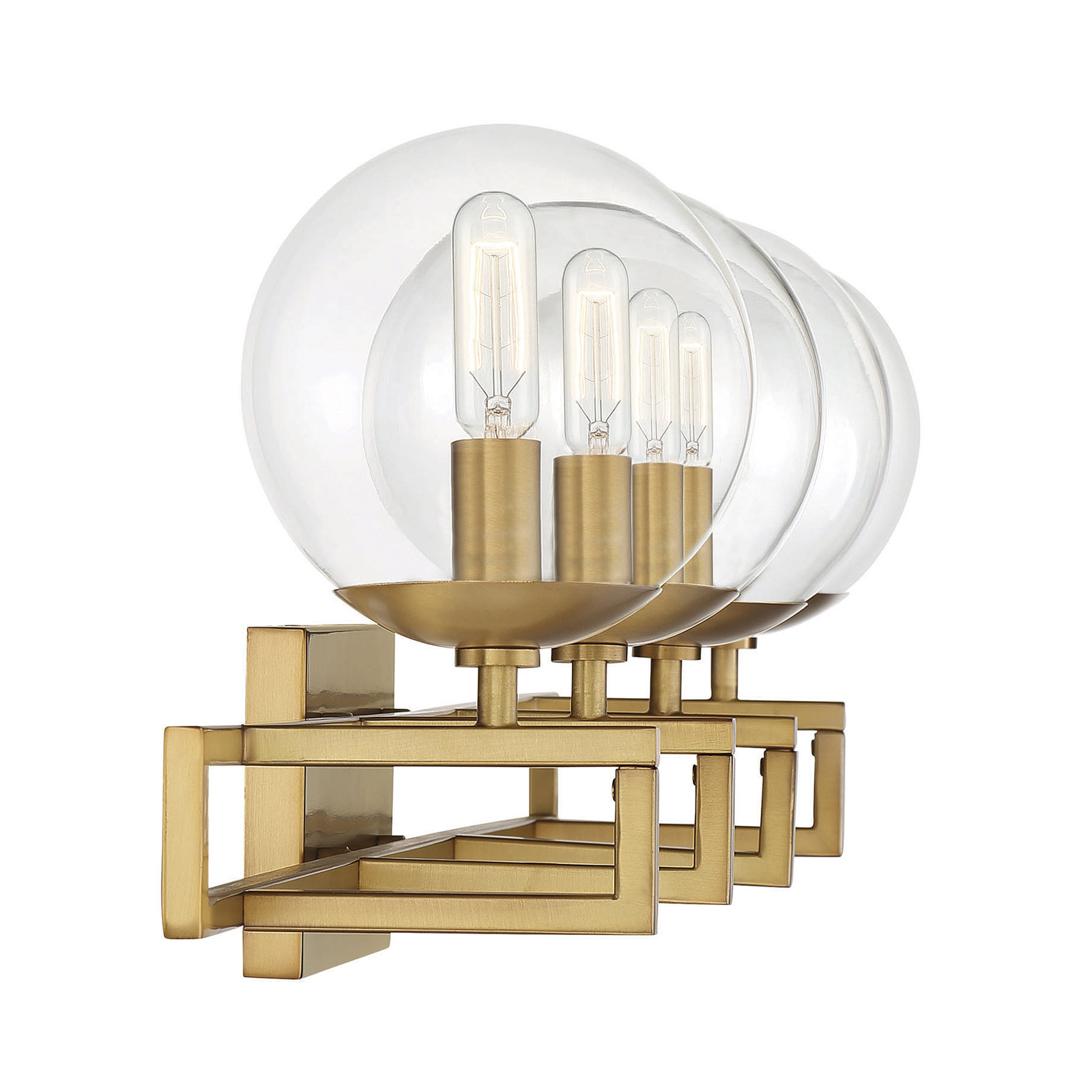 4 Light Dimmable Vanity Light, Brass