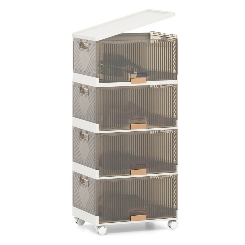 4-Cube Stackable Storage Bins with Detachable Wheels 13.5Gal Large Organizer