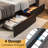  Farmhouse Queen Bed Frame with LED Storage Bookcase Headboard & Charging Station, Black-1799709057-1799709063
