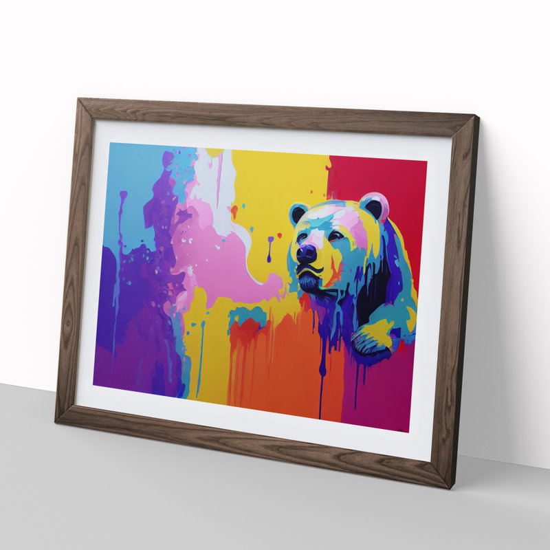 Bear Paint Splash Vol.3 Abstract - Framed Print, Walnut, 46cm H x 64cm W x 2cm D