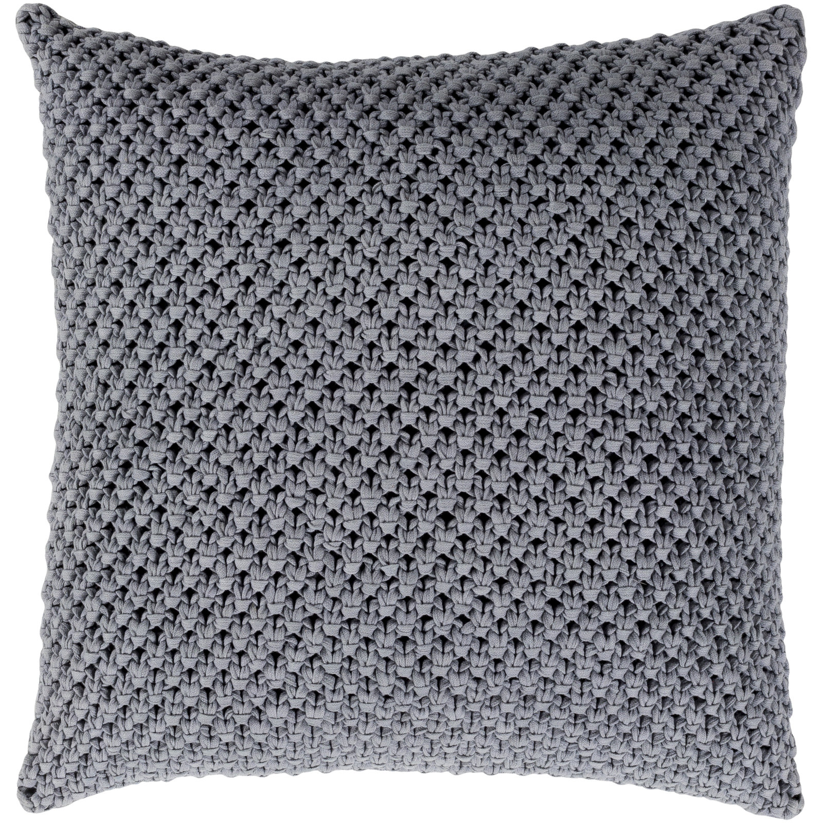 Lucile Cotton Throw Pillow, Poly Fill, 18" x 18", Gray