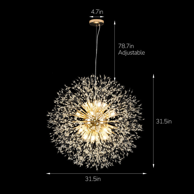 Lustre en cristal sphérique Spoutnik 16 lumières Durtche
