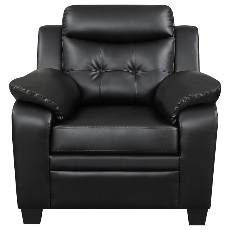 Winchell Black Upholstered Padded Arm Tufted Accent Chair