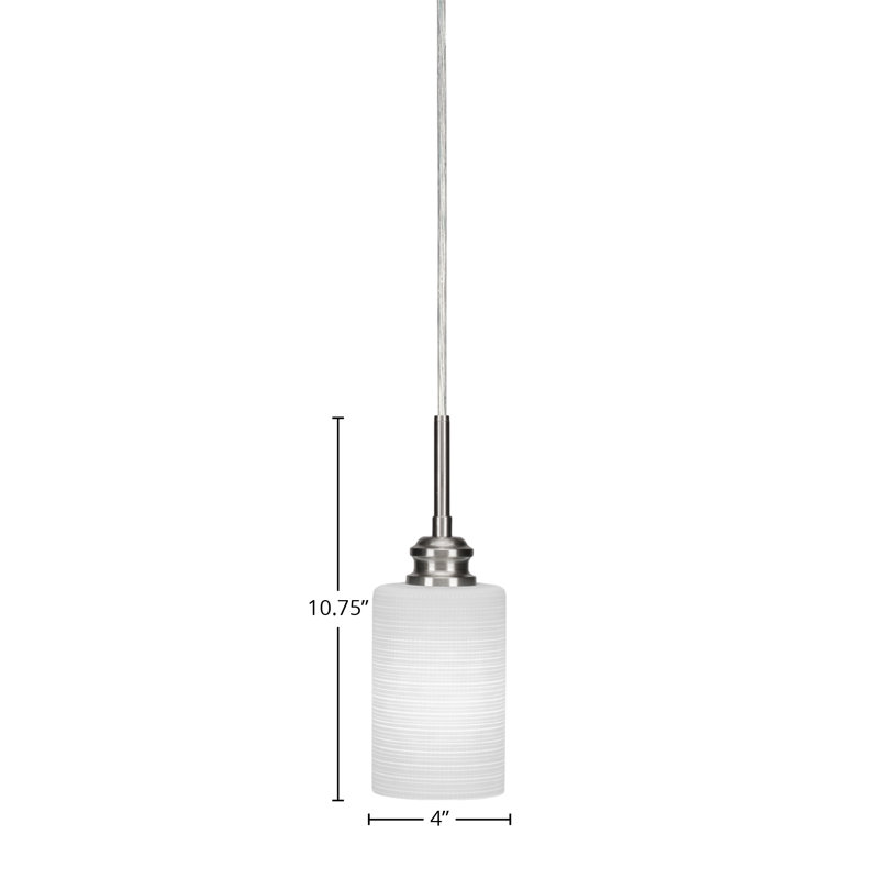 Mini-luminaire suspendu Edge, Nickel brossé, Blanc