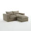 Canapé modulaire rembourré 3 pièces en chenille avec repose-pieds amovible - entièrement comprimé, aucun assemblage requis-1466675377