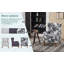 Ensemble de table basse et de fauteuils de style rétro de luxe, une chaise de lecture à haut dossier (blanc antique + gris) et une table basse en bois massif (ton noyer), convenant aux salons et aux chambres à coucher