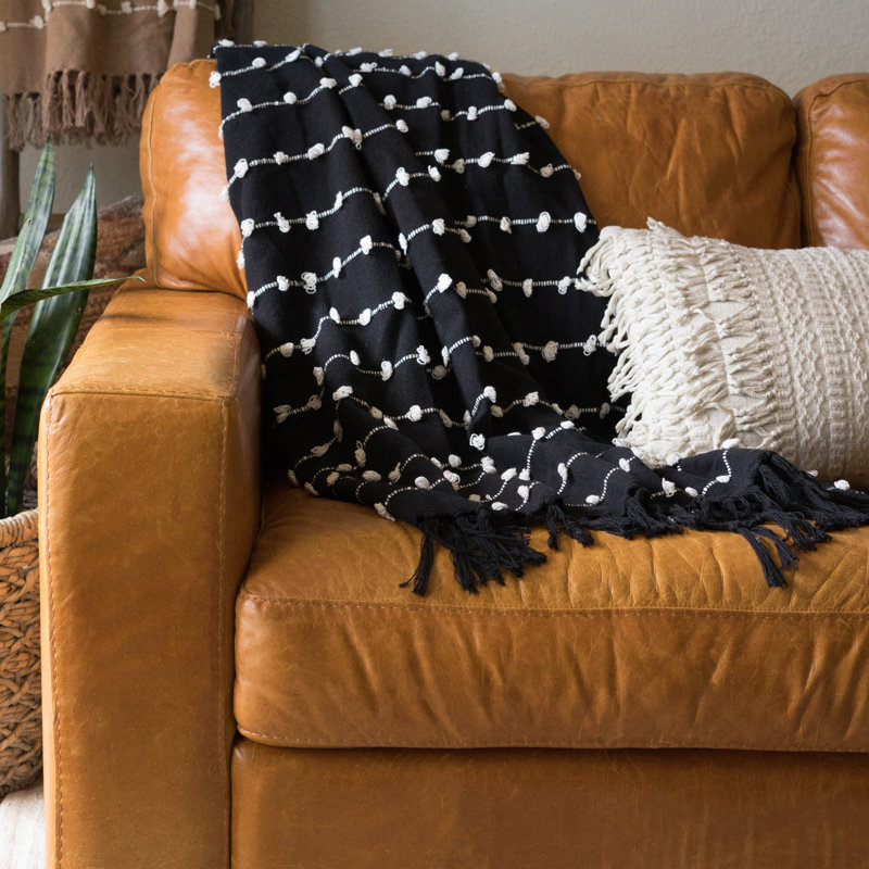 Woven Loop Throws Collection Hand Woven Throw Blanket, Black