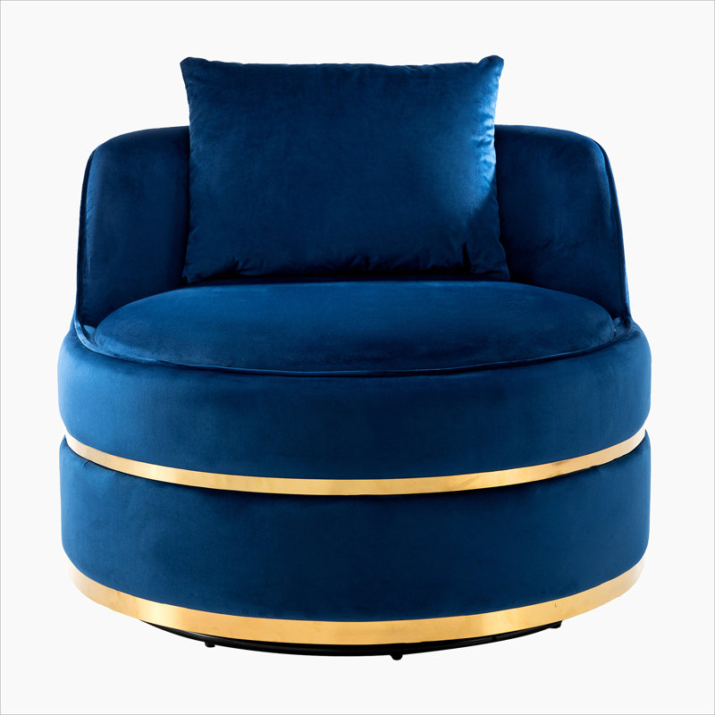 Eulla Swivel Barrel Chair, Blue Velvet