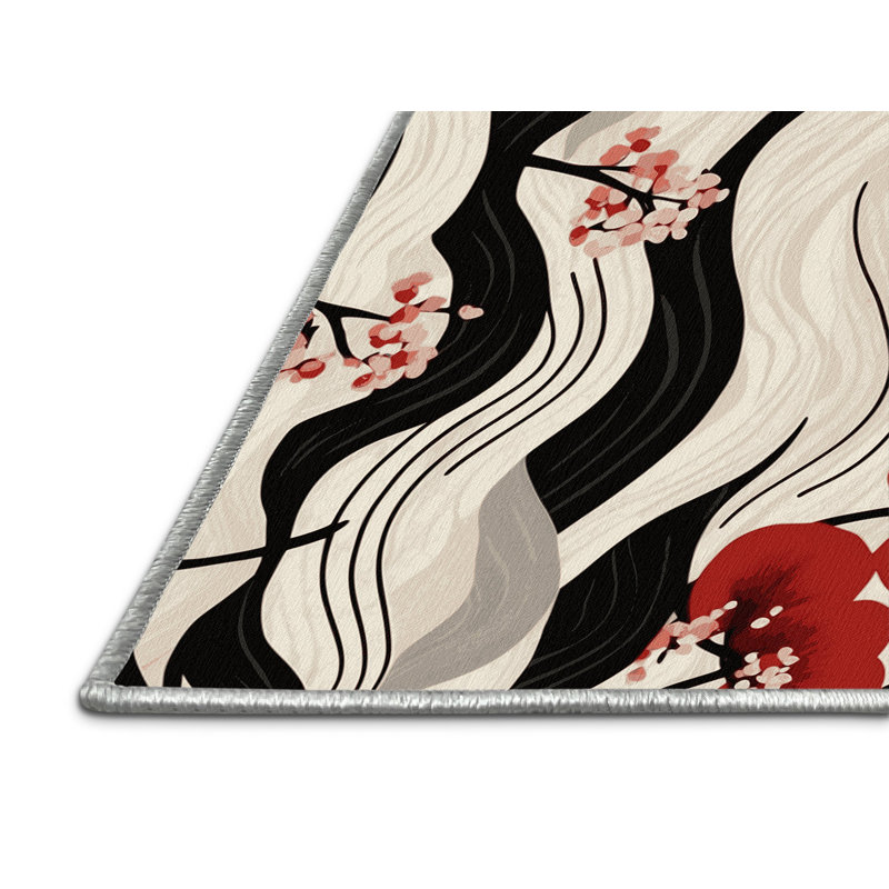 Tapis tissé à motif de pétales, Rectangulaire 8 pi x 10 pi