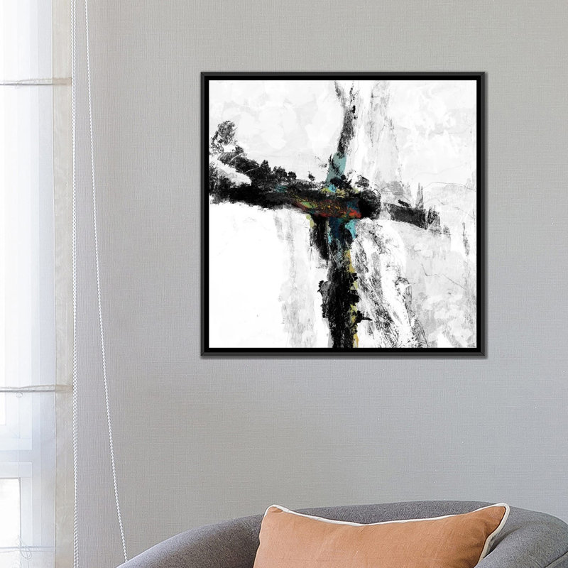«B&W IV», impression sur toile, H 26 po x l 26 po x P 1,5 po, Toile avec cadre noir, Pas de tapis