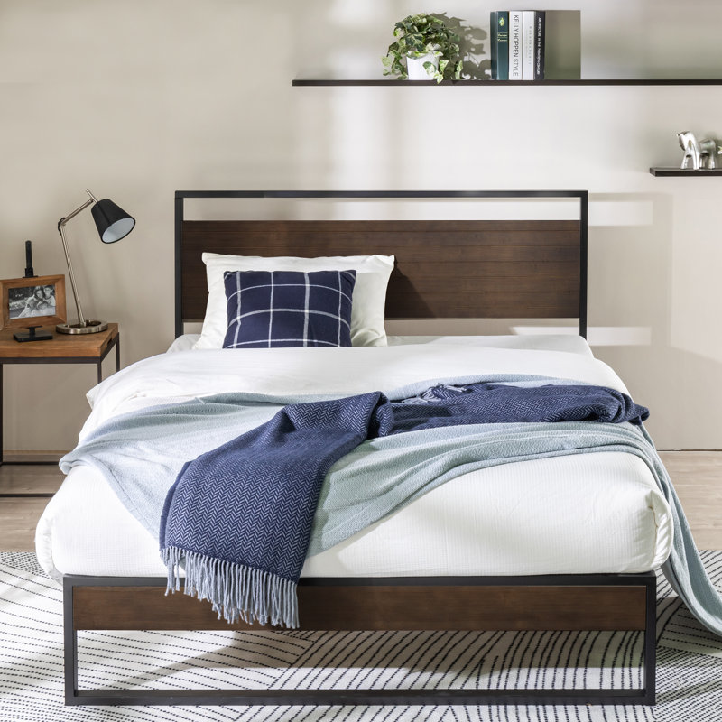 Lit plateforme Noblesville, Simple, Gris délavé