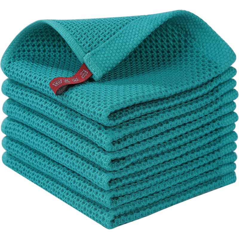 Linges à vaisselle 100% coton tissé gaufré, linges à vaisselle à séchage rapide absorbant ultra doux, paquet de 6