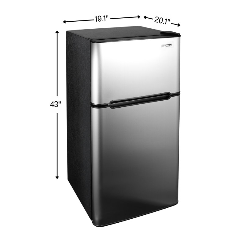 Conserv 19in Stainless Compact 2 Door Refrigerator 4.5cf Reversible Door 115V, Stainless/Black