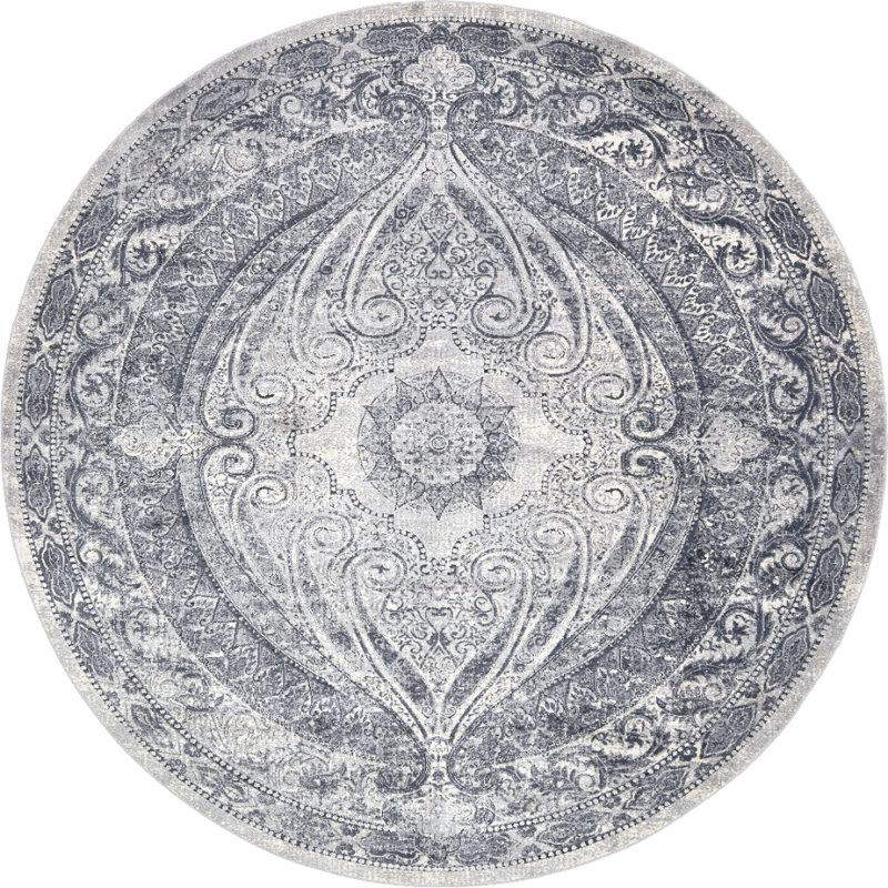 Tapis bleu foncé Lapierre, Rond 4 pi 1 po