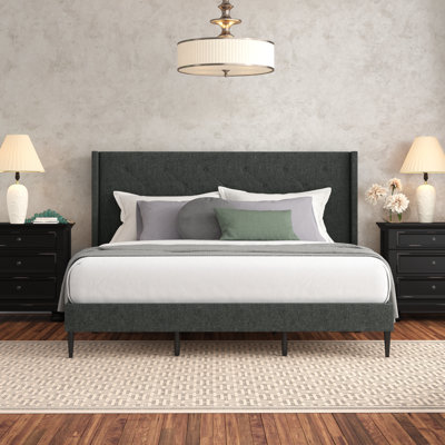Amiliya Upholstered Wingback Bed