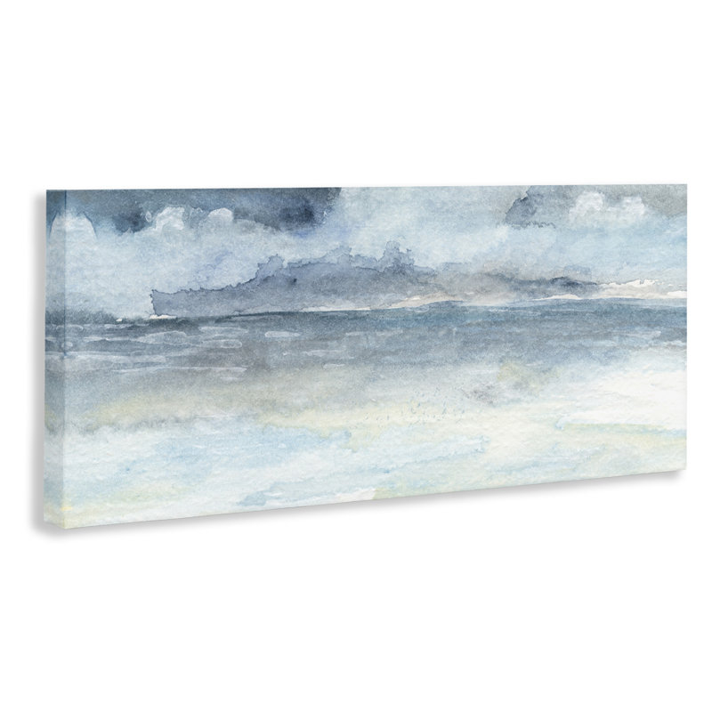 «Abstract Cloudy Ocean Waves» par Regina Moore - Peinture, H 10 po x l 24 po