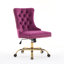 Chaise de bureau Furniture, fauteuil de bureau capitonné moderne en velours avec base en métal doré-1061124109